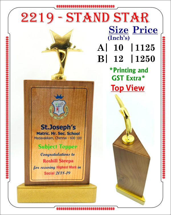 VR-2219 - STAND STAR Wooden Trophy