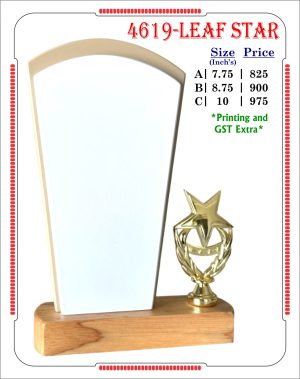 VR-4619-LEAF STAR Wooden Trophy