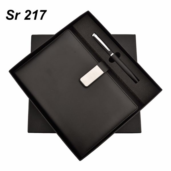 JX-217 Metal Pen & A5 Size Notebook - Black