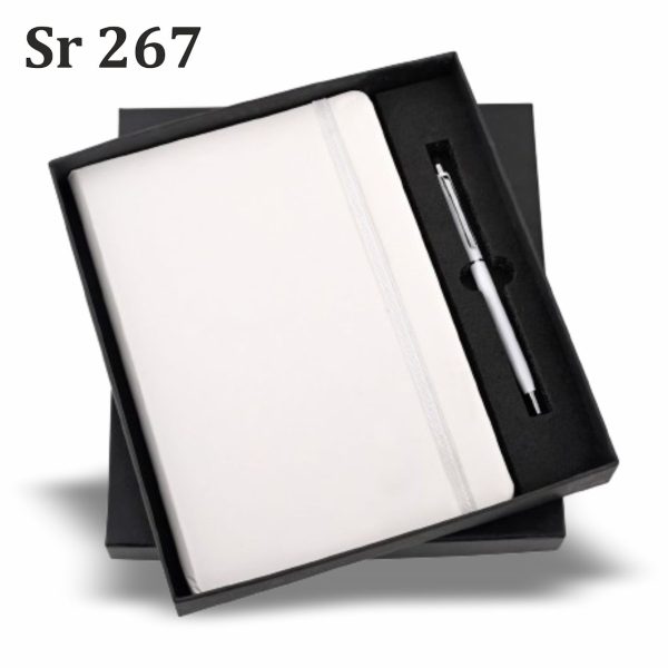 JX-267 Elastic Diary & Pen - White