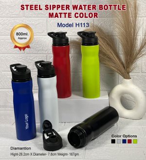 H113-M Steel Water Bottle-Matt - 800ml