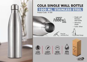 H320 Steel Water Bottle Natural - 1L