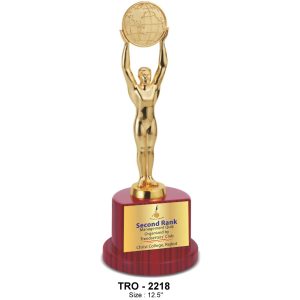 JI-2218 Metal Man With Globe Trophy