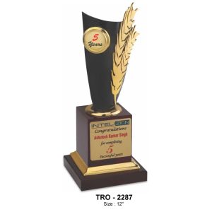 JI-2287 Golden Feather 10 Year Trophy