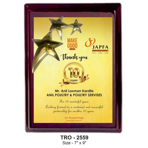 JI-2559 3 Star Wooden Plaque