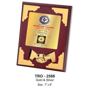 JI-2588 Wooden Plaque With Metal Handshake