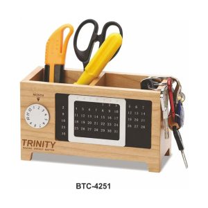 Wooden Desk Organizer With Perpetual Calendar