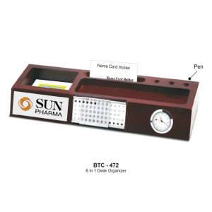 Wooden Desk Organizer With Perpetual Calendar