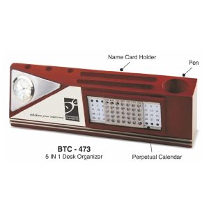 Wooden Desk Organizer With Perpetual Calendar