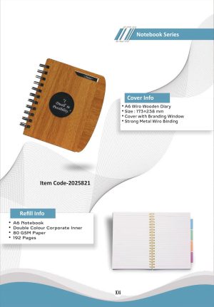 Z-2025821 A6 Wiro Wooden Diary