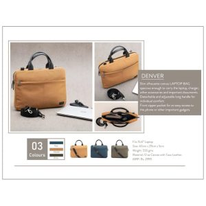 OB-Denver Laptop Bag - Canvas with Faux Leather