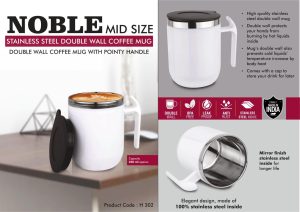 H302 Noble - Mid Size Stainless Steel Double wall Coffee Mug