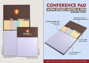 B119 ? Conference Pad with Sticky notes & Pen | A4 Size | 50 writing sheets