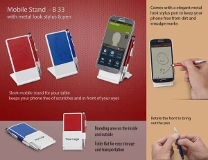 B33 ? Mobile stand with metal look stylus & pen
