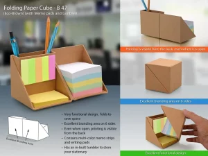 B47 ? Folding paper cube (with memopad and tumbler)