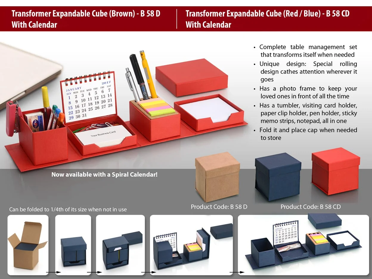 B58D ? Transformer expandable cube: complete desk set (with calendar)
