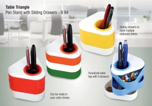 B94 ? Table triangle: Pen stand with sliding drawers