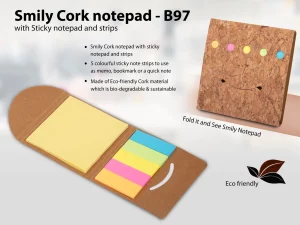 B97 ? Smily Cork notepad with Sticky notepad and strips