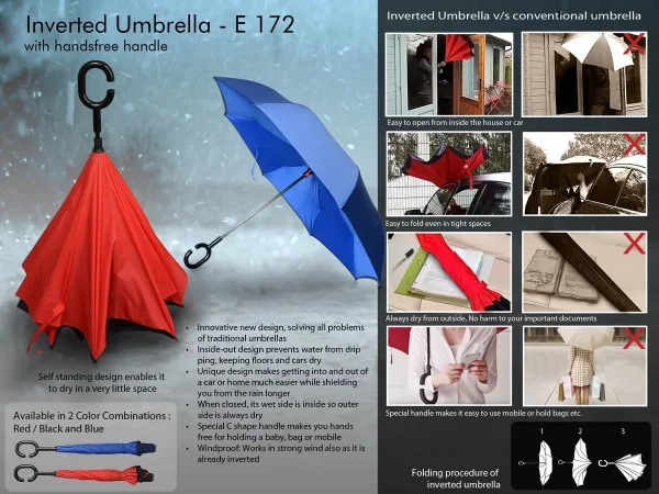 E172 ? Inverted umbrella with handsfree handle