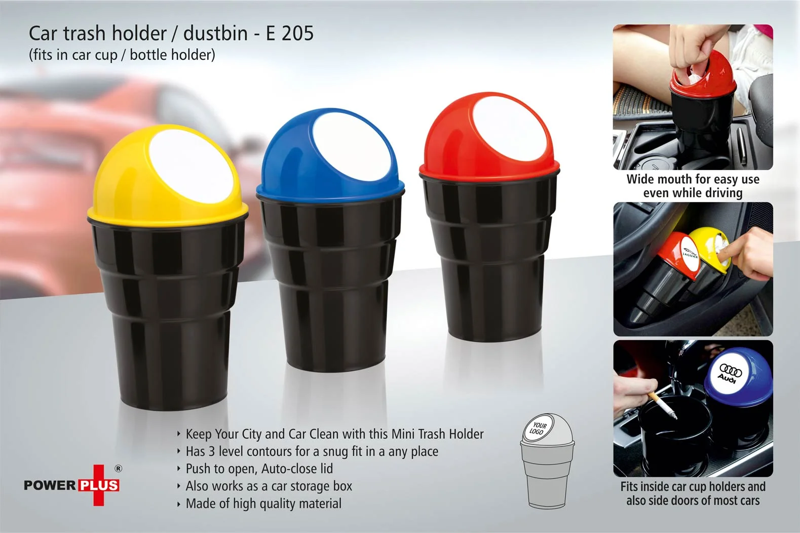 E205 ? Car trash holder / dustbin (fits in car cup / bottle holder)