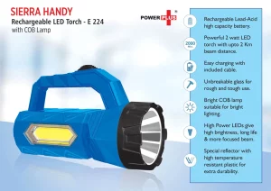 E224 ? Sierra Handy Rechargable LED Torch with COB lamp