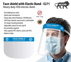 E271 ? Face shield with Elastic Band | Heavy duty 450 micron sheet