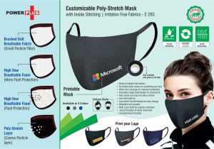 E285 ? Customizable 4 layer Poly-Stretch Mask with Inside stitching | Irritation free fabrics | Carrying Pouch Included