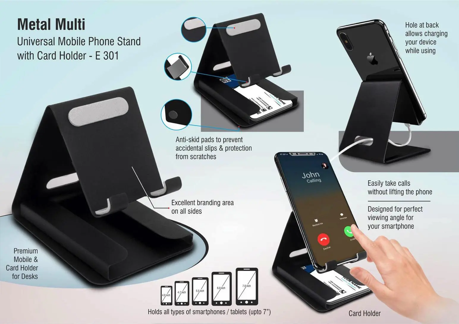 E301 ? Metal multi mobile stand with Visiting card holder