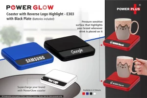 E303 ? PowerGlow coaster with Reverse logo highlight | With Black plate (batteries included)