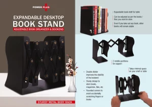 E318 ? Expandable Desktop Book Stand | Adjustable Book Organizer & Bookend | Sturdy Metal body rack | 2 middle partitions for support