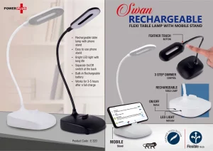 E320 ? Rechargeable Flexi table lamp with Mobile stand | 3 step dimmer control | Feather Touch button
