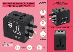 E326a ? Artis Universal travel adaptor with Dual USB ports (UV200) (MRP 2149)