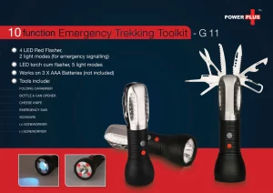 G11 ? Emergency trekking toolkit (9 function with 5 mode torch & 2 mode flasher)