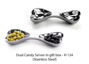 H124  Stainless Steel Dual Candy Server