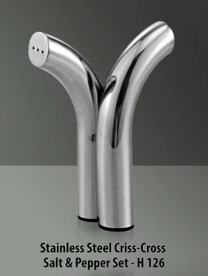 H126  SS Criss cross Salt Pepper Set