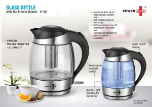 H160  Glass Kettle With Tea Infuser & LED Illumination