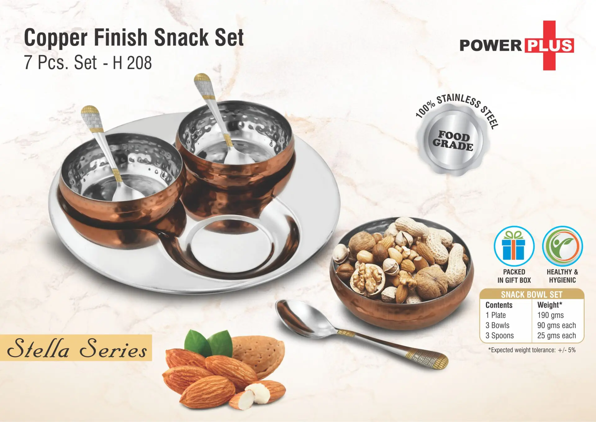 H208 7pcs Copper Finish Snack Set