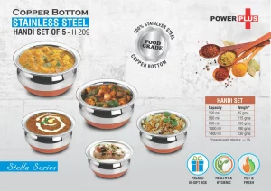 H209  Copper bottom Stainless steel Handi set of 5