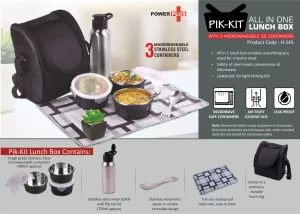 H245  PIK-KIT: All in 1 Lunch box with 3 Microwaveable SS containers