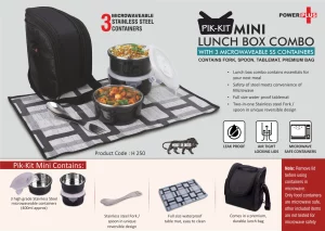 H250  Lunch box combo with 3 Microwaveable SS Container