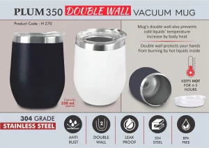 PP-H270  Plum 350: Double wall Vacuum Mug