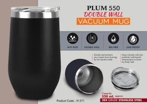PP-H271  Plum 550: Double wall Vacuum Mug