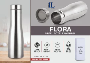 H281  Flora Steel bottle Natural - 1L