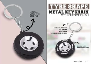 J127  Tyre Shape Keychain with Chrome finish