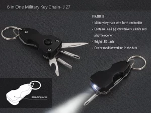 J27  6 in 1 military key chain (with toolkit and torch)