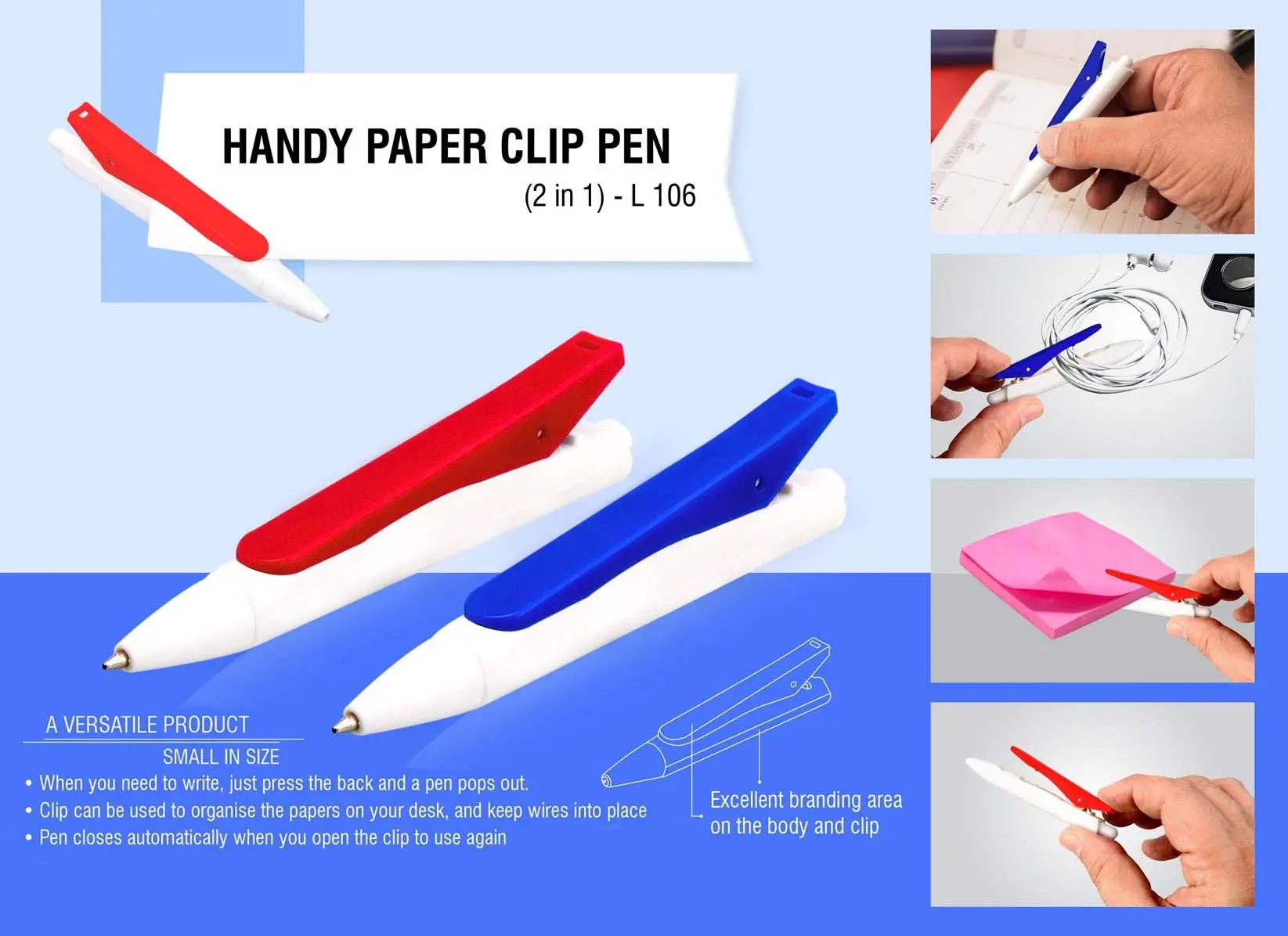 L-106 Handy Paper Clip Pen (2 in 1)