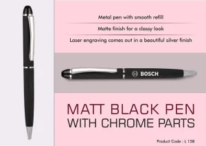 L-158 Matt Black Pen With Chrome Parts
