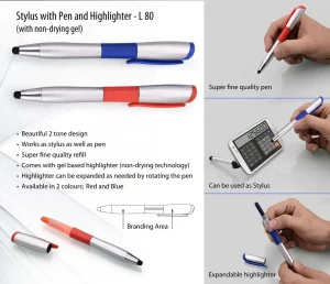 L-80 Stylus pen with non-drying Gel highlighter