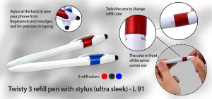 L-91 Twisty 3 refill pen with stylus (ultra sleek)