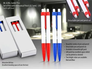 L-92  Mr & Ms. Combi-pen: Set of Pen with mechanical pencil (0.7 mm) (with gift box)